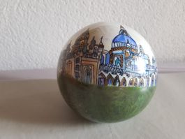 glasierte Keramik Kugel AF 2015 Hundertwasser Motiv - 15 cm