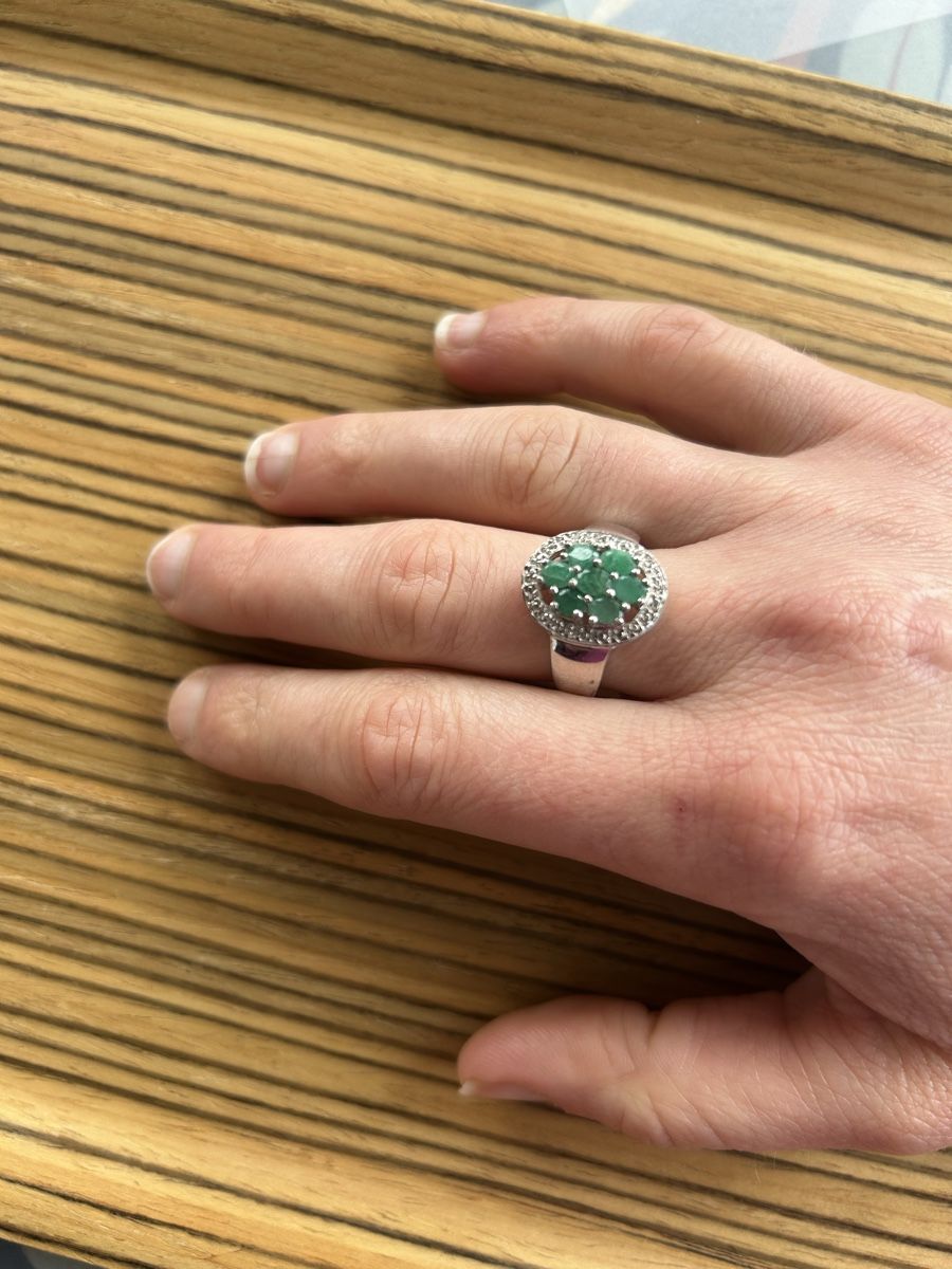Bagues: Ring Silber 925 mit Smaragden – D'occasion à Birsfelden par Exclusivity