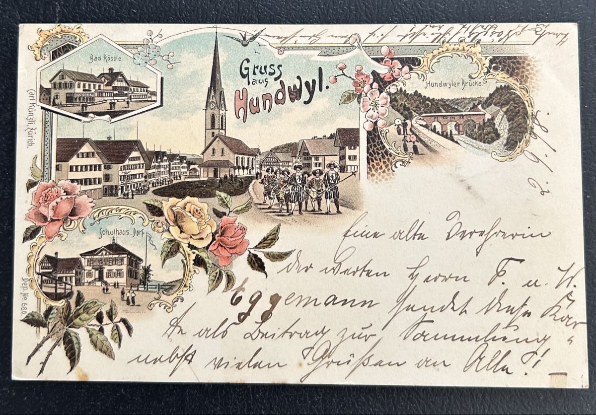Cartoline postali: Gruss aus Hundwil Litho  – Usato da Horw venduto da Tellbub