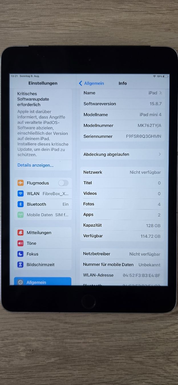 Apple Tablet PC: iPad 4 mini  – Gebraucht aus Zürich von merso01 2