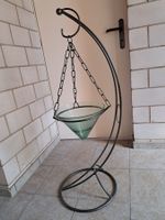 Originelle Blumensäule, Metall/Glas, Höhe 105cm, Glas d=29cm