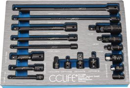 CCLIFE 18tlg Steckschlüssel Verlängerung Satz 1/4' 3/8' 1/2'