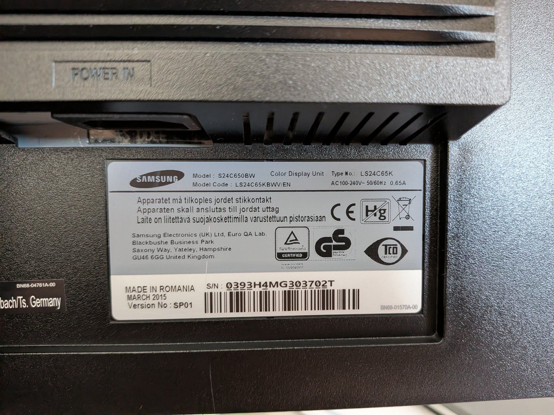 Samsung Monitor: Samsung S24C650 (24" 1920x1200) – Usato da Uetikon am See venduto da Faronel 1