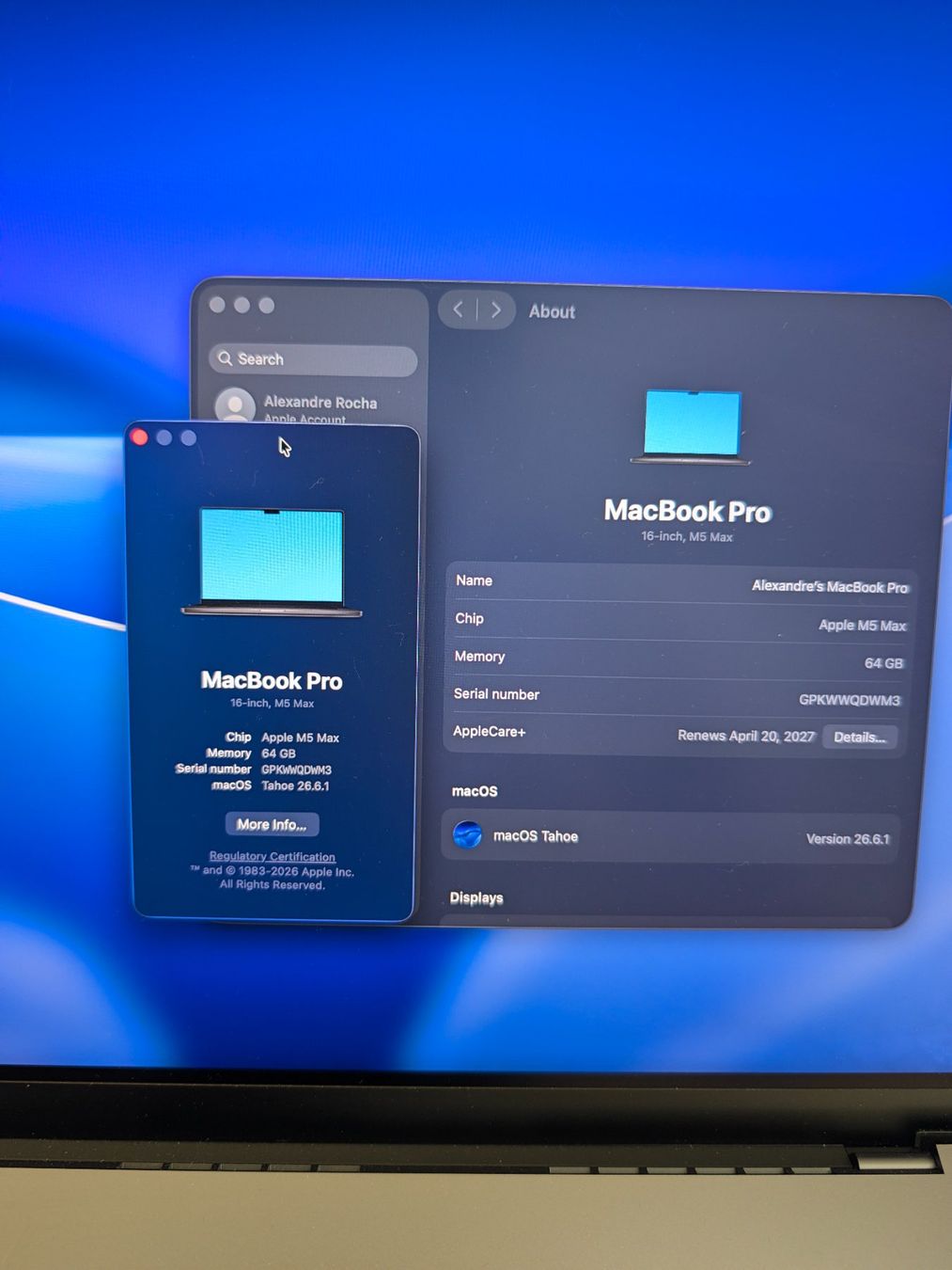 Apple Portables: MacBook Pro 16,2" M5 Max, 64 Go, 2 TB, M5 Max – Neuf (Voir description) à Yverdon-les-Bains par elaxdarocha 1