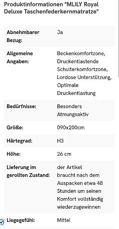 Materassi: Taschenfedernkern Matratze  – Usato da Uster venduto da Eno64 2