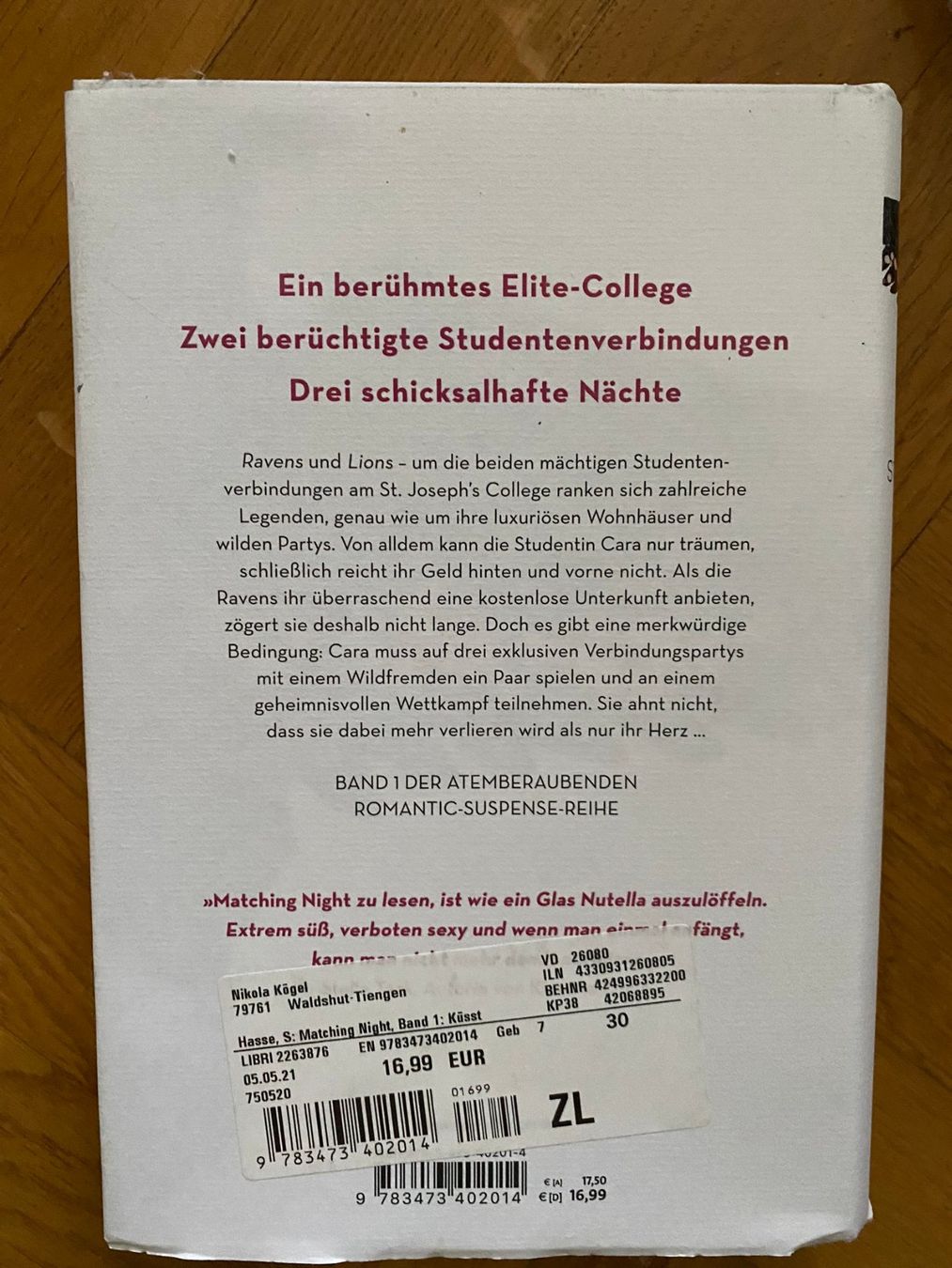 Libri: Matching Night. Küsst du den Feind? Stefanie Hasse – Usato da Hünenberg venduto da a.u.849 1