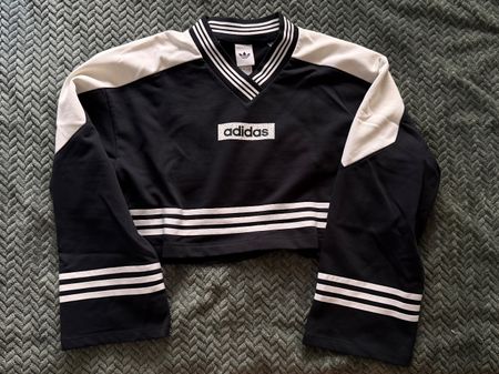 Adidas Crop Sweatshirt schwarz weiss Grösse S