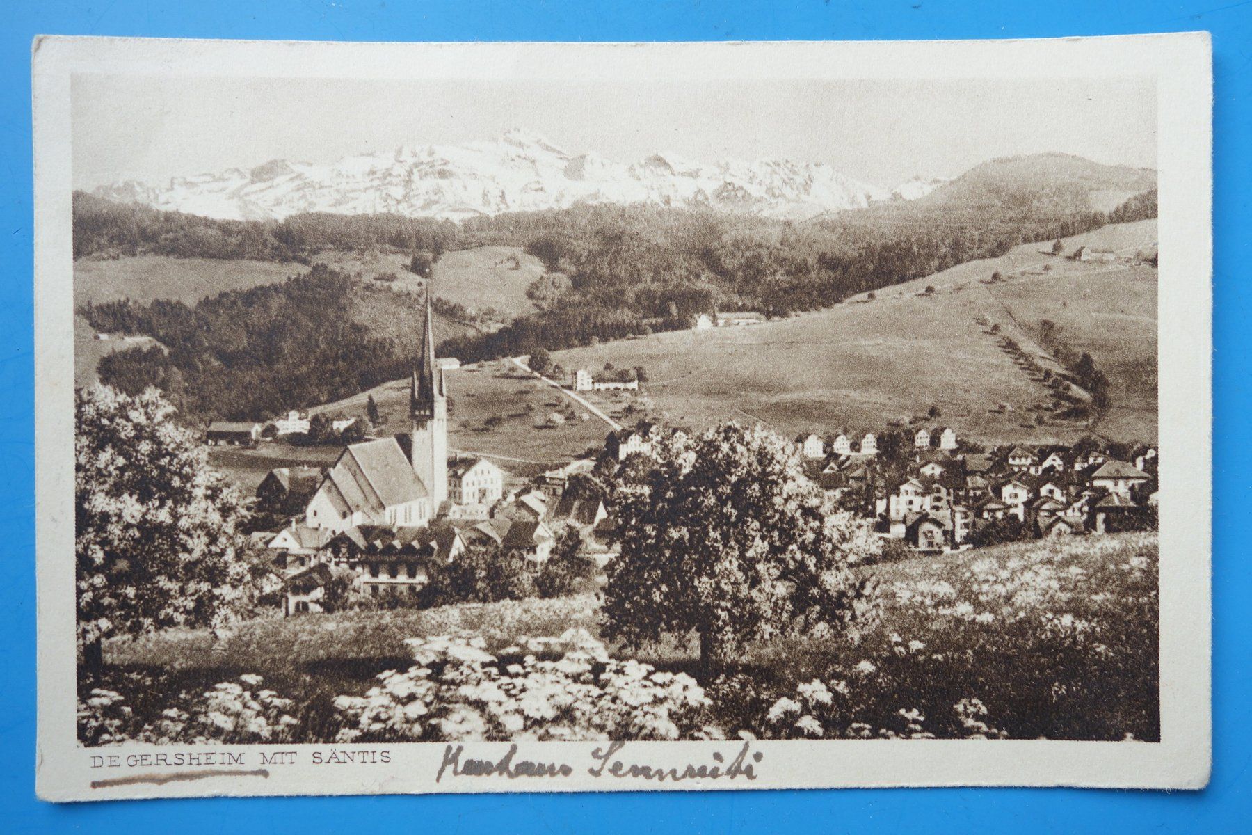 Cartoline postali: DEGERSHEIM  mit Säntis - verschickt 1928 – Usato da Ibach venduto da Ibanto