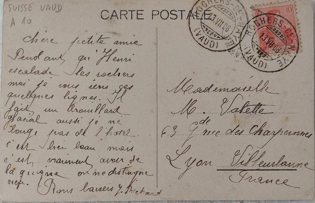 Cartoline postali: ROCHER de NAYE - Chemin de Fer - Vapeur - 1908 – Usato da Delémont venduto da Domdom1 1