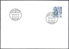 1987 Postbeförderung, Fluoreszierendes Papier, FDC, 1'500.--
