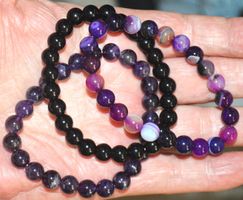 Armband Set B-1322 – 3 Stück Achat Glas Amethyst 19cm elasti