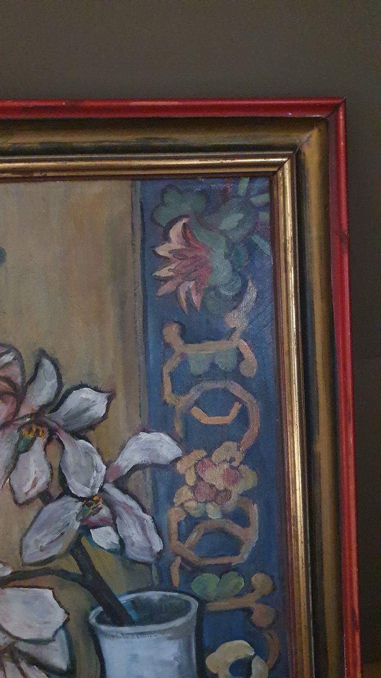 Gemälde: Blumenstillleben Gemälde, signiert Volk, mit Rahmen. – Gebraucht aus Kölliken von Jonalu 2