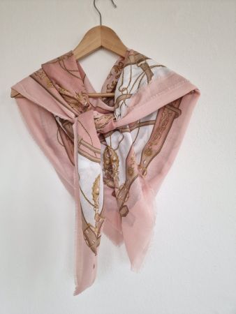 Damen Foulard ca. 116cm x 116cm Rosa Weiss Beige