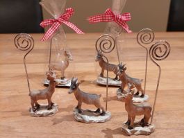 6 festliche Tischkartenhalter Hirsch & Gämse, neuwertig!