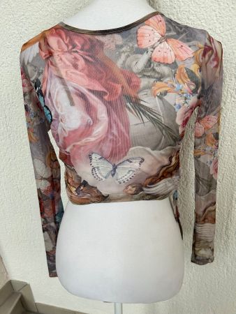 Langarm crop Oberteil Mesh Fashionova Bedruckt🪽💐🦋