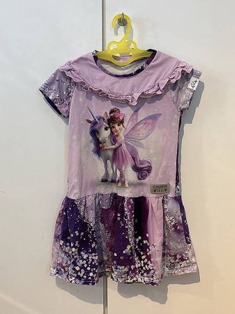 Handmade Mädchenkleid Einhorn & Fee Gr. 122