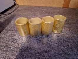 4 Stumpen Kerzen Gold