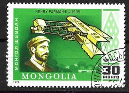 Mongolei 1978: Doppeldecker und Flugpionier Farman