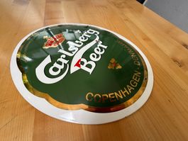 Carlsberg Beer EMAILLE SCHILD oval  Copenhagen Werbeschild