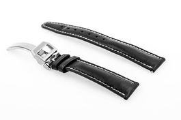 IWC Mark XV black leather strap with steel deployant 19mm