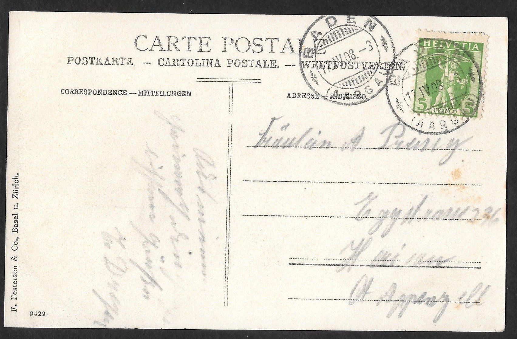 Cartoline postali: Baden vom Brugger Turm – Usato da Olten venduto da clotaldi 1