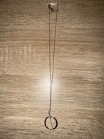 Modische Halskette mit Kreis Anhänger, Silber, Neu!