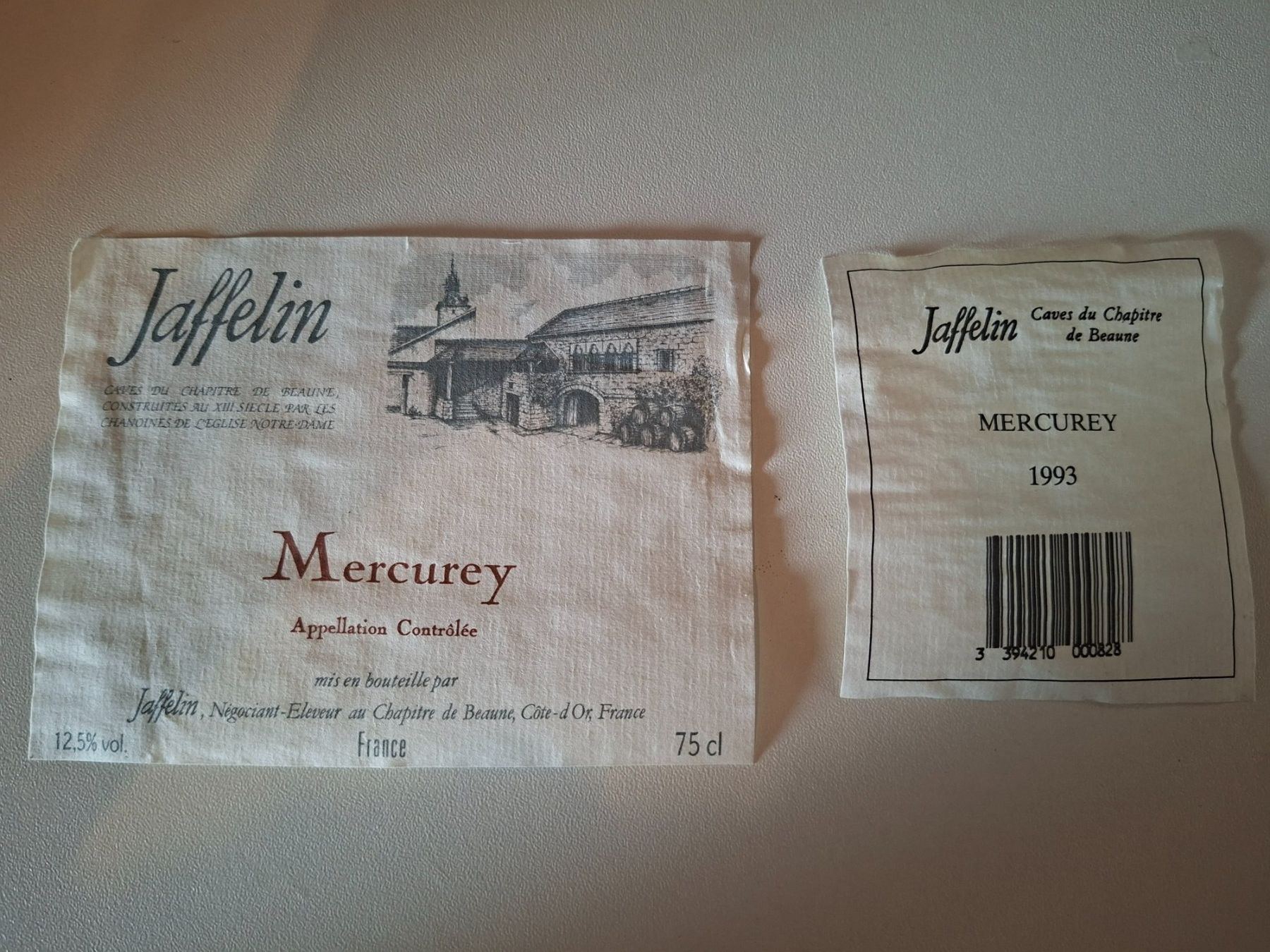 Vins: Weinetiketten Jaffelin Mercurey 1993 – D'occasion à Erlinsbach par pfunky