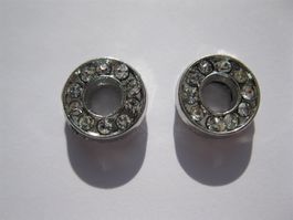 2 Schiebeperlen mit Strass rund, 12mm