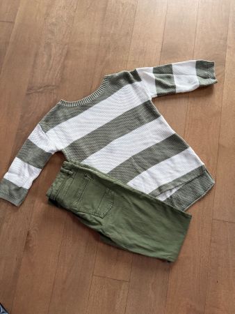 ESPRIT - olivgrün-weiss gestreifter 3/4-Arm Pullover Gr.XS
