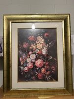 Dekoratives Blumengemälde im goldenen Rahmen  60x50 cm