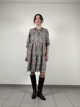 Floral Print Tiered Dress, Long Sleeve