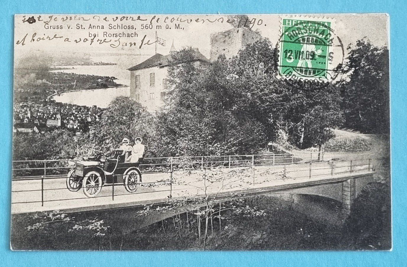 Cartes postales: Rorschach - Strasse mit Oldtimer beim St. Anna Schloss 1909 – D'occasion à Rothrist par RROENK