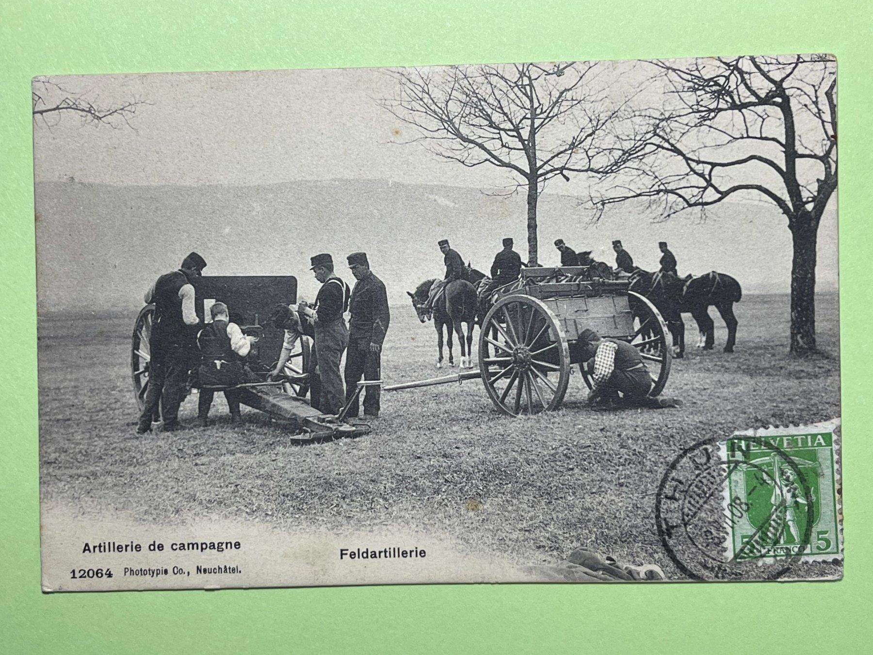 Cartoline postali: Feldartillerie - Thun 1908 - 12064 – Usato da Steg VS venduto da _vinci_