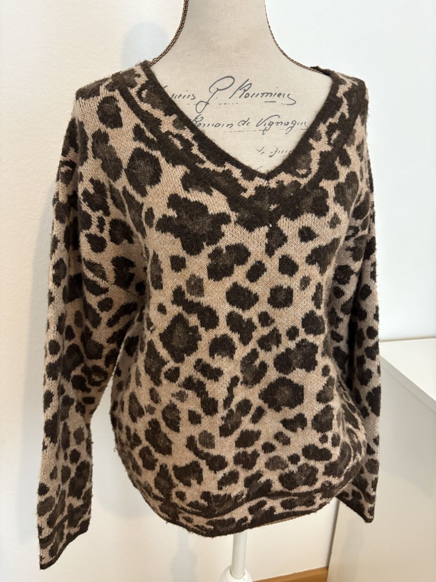 Primark Maglioni & Felpe: Primark V-neck Brown Sweater With Leopard Print – Nuovo (secondo la descrizione) da Arlesheim venduto da Charlotte.grm 1