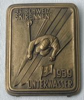 33. Schweiz Skirennen 1939 UNTERWASSER Abzeichen by Huguenin
