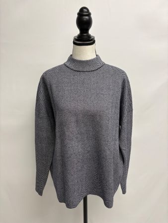 Kate Storm Pullover Fischgratmuster Gr. XL blau Turtleneck