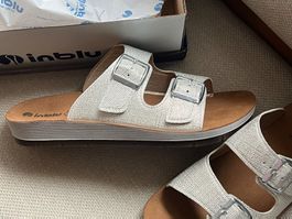 Inblu Sandalen Damen Silber mit Schnallen Grösse 40 NEU