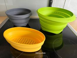 3 zusammenklappbare Siebe ( grün Abtropfsieb Lékué ) Silikon