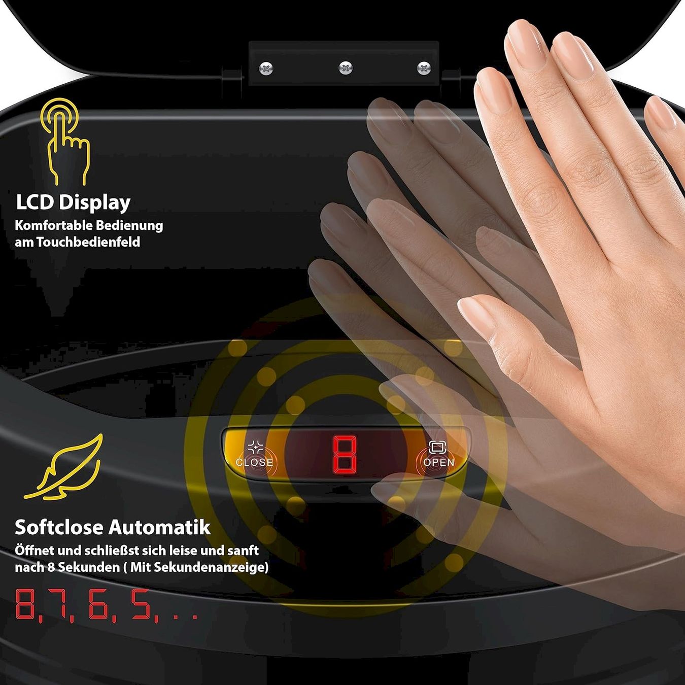 Hailo Cestini per rifiuti: Automatik Sensor Mülleimer 56L schwarz – Nuovo e nell'imballaggio originale da Bottighofen venduto da zaap 5