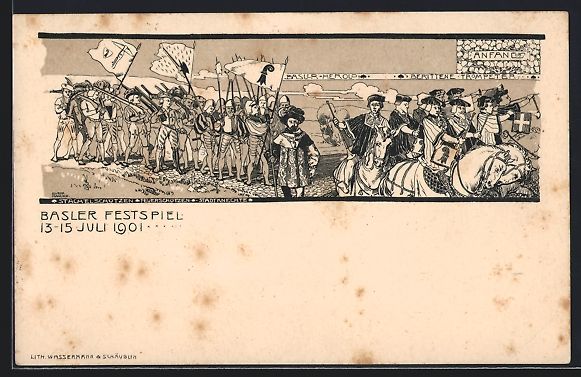 Ansichtskarten: Litho Basel, Basler Festspiel 1901, Basl – Gebraucht aus Berlin von bartko-reher