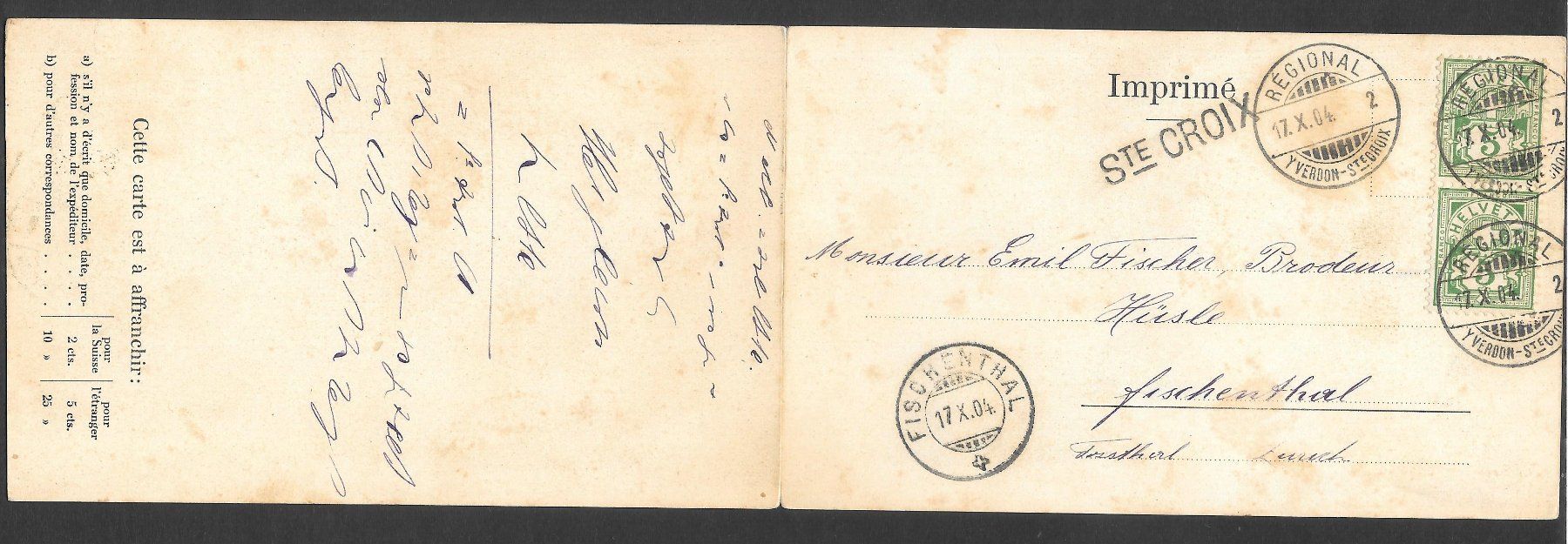 Cartoline postali: Ste-Croix Panorama Doppelkarte – Usato da Olten venduto da clotaldi 1