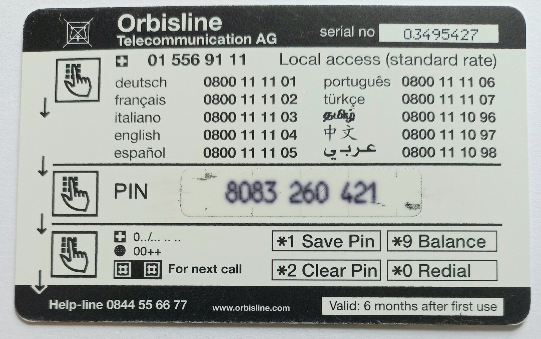 Schede telefoniche: Taxcard - Orbisline 20.- - CH – Usato da Niederuzwil venduto da lubimaja 1