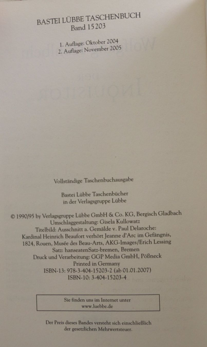 Libri: Der Inquisitor von Wolfgang Hohlbein – Usato da Glattfelden venduto da Vrenely 4