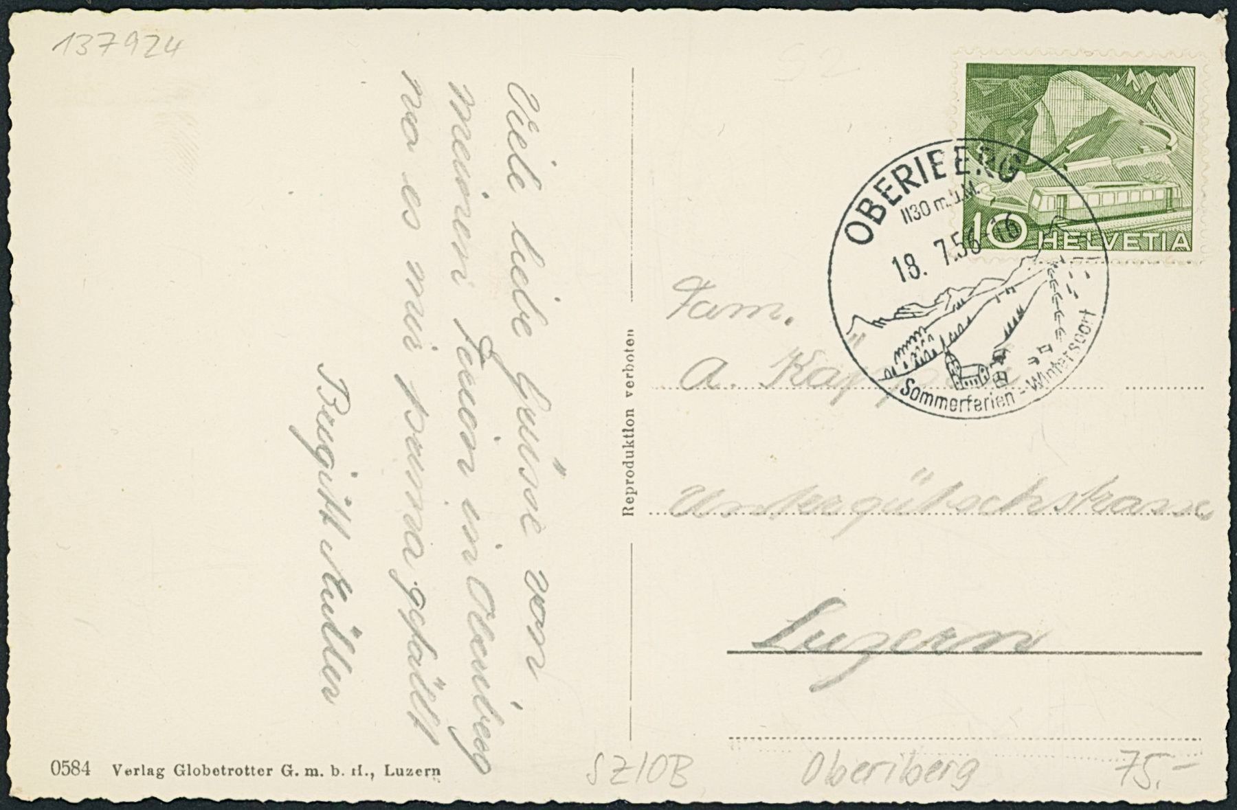 Cartes postales: SZ Oberiberg – D'occasion à Schindellegi par Jonathan77 1