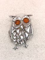 Jugendstil 835er Silber Brosche Natur Bernstein Meisterpunz