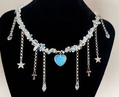 Collier/halskette fantaisie en cristal et  pierre de lune