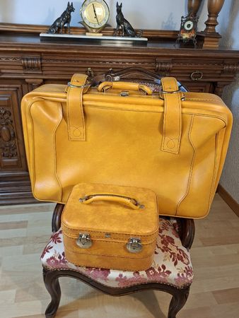 Koffer Set 2-teilig senfgelb Vintage 