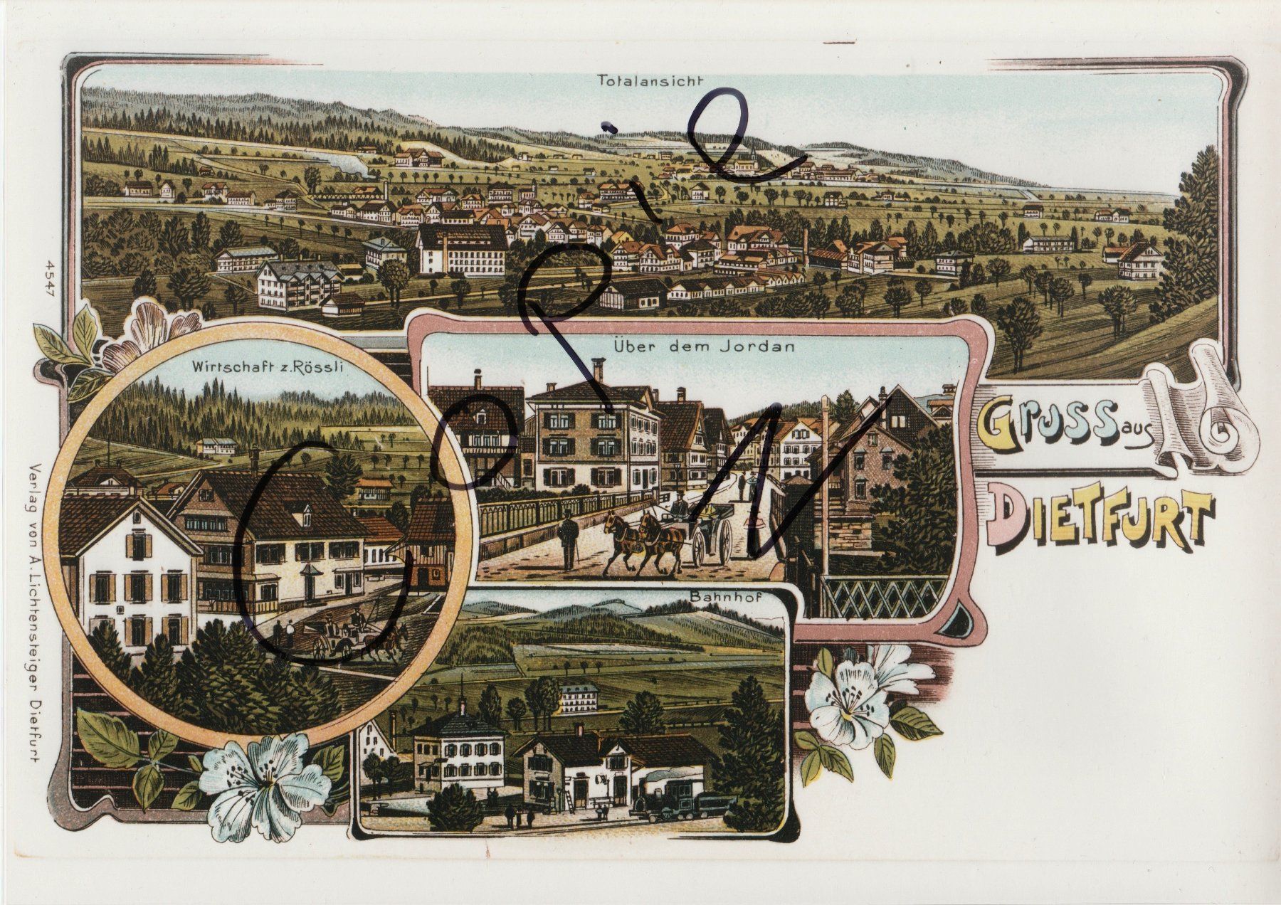 Cartoline postali: Gruss aus Dietfurt - (Litho-Ansicht um 1900) – Usato da Fällanden venduto da Blausegelfliege
