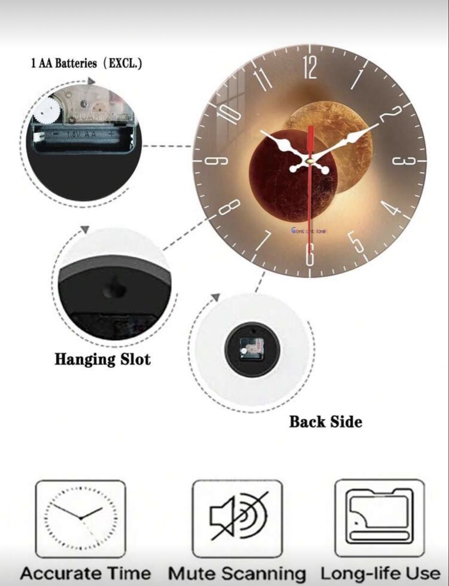 Montres: Moderne Wanduhr mit Mond Design – Neuf avec emballage d'origine à Emmenbrücke par ShopDirect 3