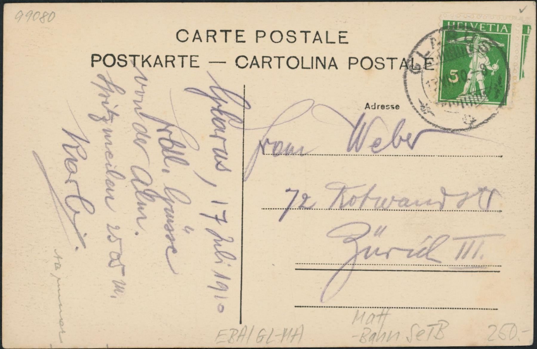 Cartes postales: GL Matt - Sernftal Bahn SeTB – D'occasion à Schindellegi par leecollect 1